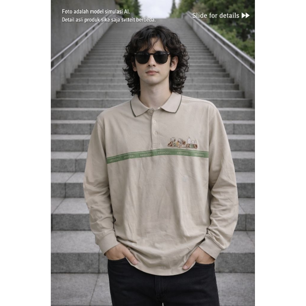 (Y2K Like new) เสื้อโปโล LS AASV0GEL 0R1 Size XL / L oversize (P73 x L58)