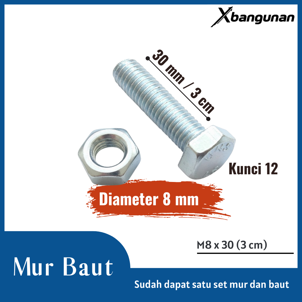 M8 x 30 น็อตโบลต์***