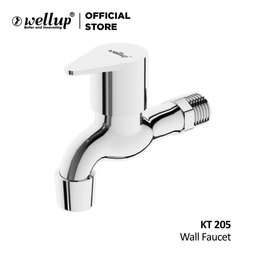 สวนผนังก๊อกน้ําสังกะสีข้อเหวี่ยง Wellup KT KTM 201 202 203 204 205 1/2 นิ้ว