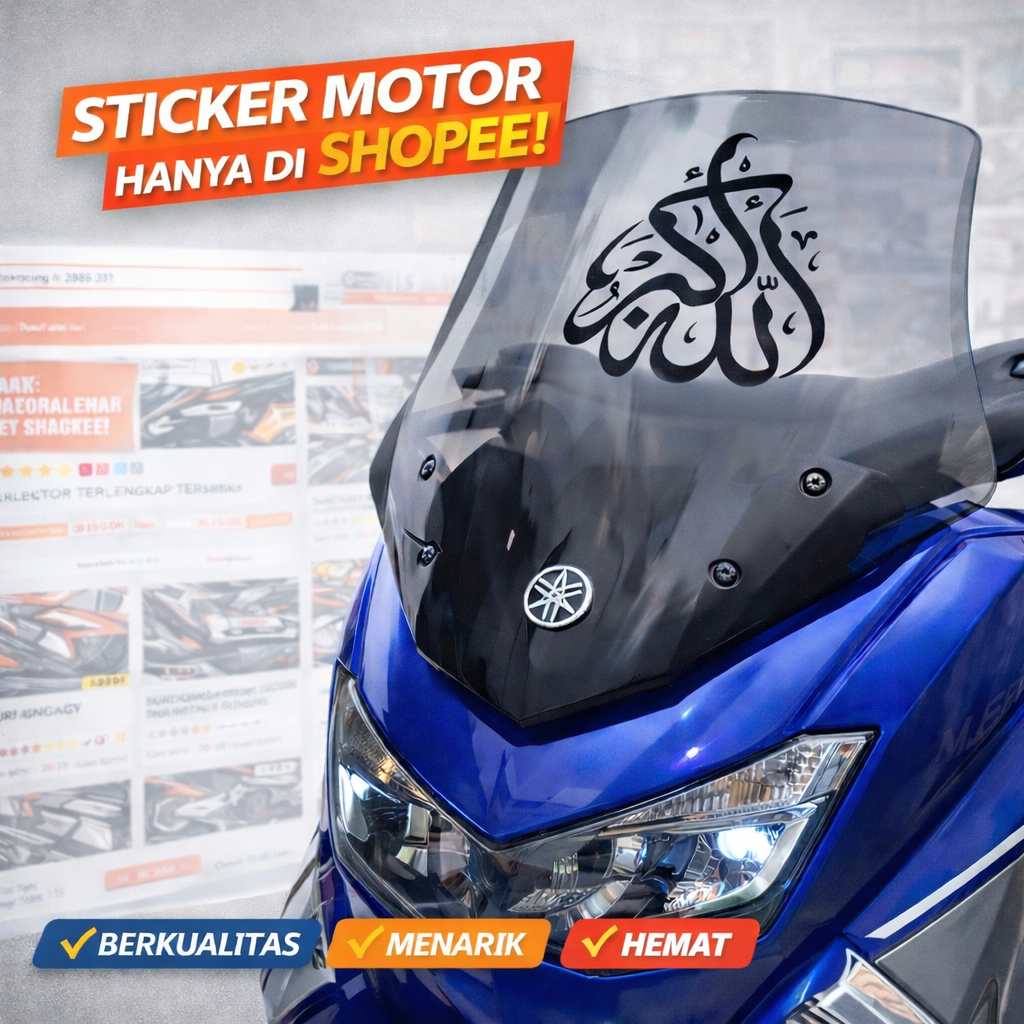 Takbir Allahu Akbar รถจักรยานยนต์ Visor สติกเกอร์สําหรับ PCX รถจักรยานยนต์ Visor, Nmax รถจักรยานยนต์ Visor ฟรีการออกแบบที่กําหนดเอง