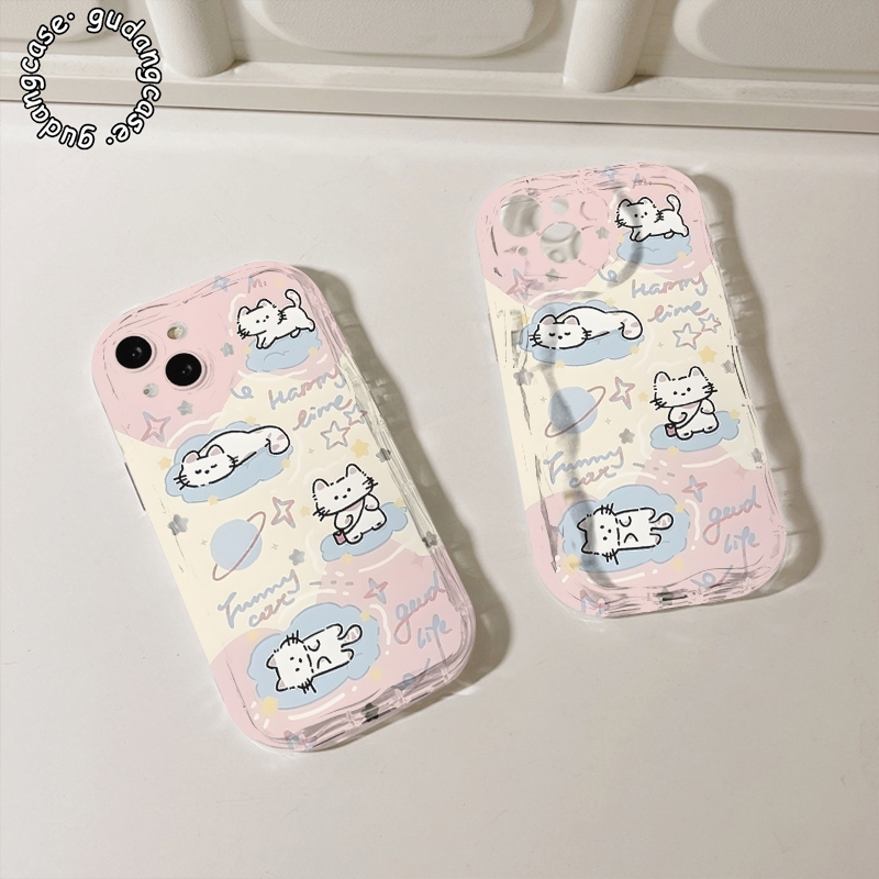 เคสซิลิโคนแบบใสสําหรับ MI 14 14T PRO PASTEL BLUE CAT MOTIF GD40