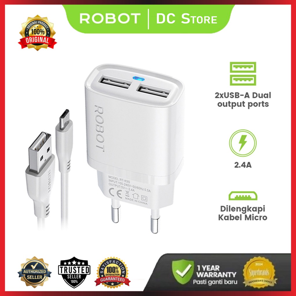 ROBOT ชุดชาร์จ RTK9S Micro | RTK9SC Type-C | ที่ชาร์จสําหรับเดินทาง | ที่ชาร์จ ROBOT ของแท้