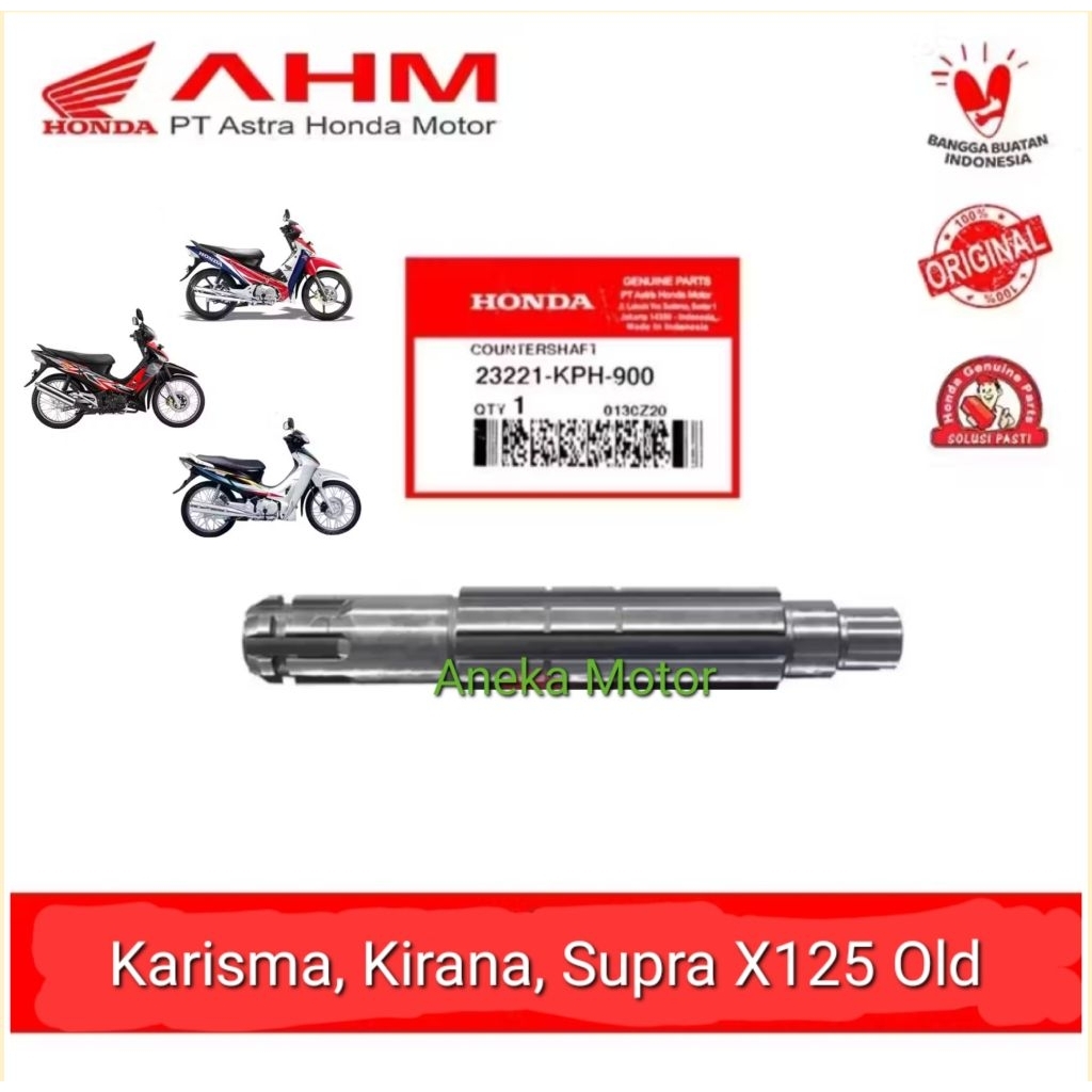 23221 KPH 900 AHM แกนเกียร์หน้า Honda Karisma Kirana Supra X 125 คาร์บูเรเตอร์/Fi เก่า 100% Original