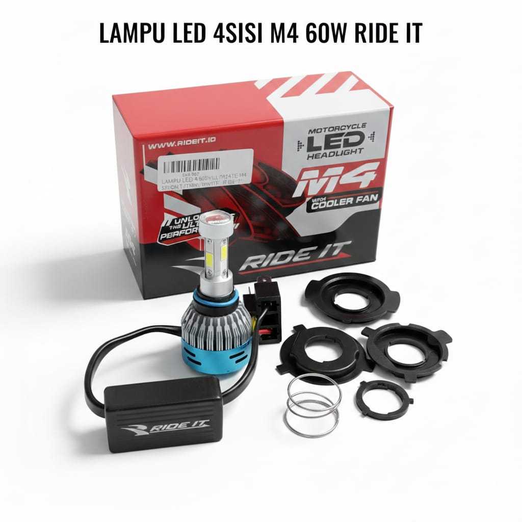 M4 RIDE IT LED ไฟหน้าหลอดไฟ UNIVERSAL สําหรับรถจักรยานยนต์ทั้งหมด HS1/H4, H6, PH7, PH8 60 วัตต์