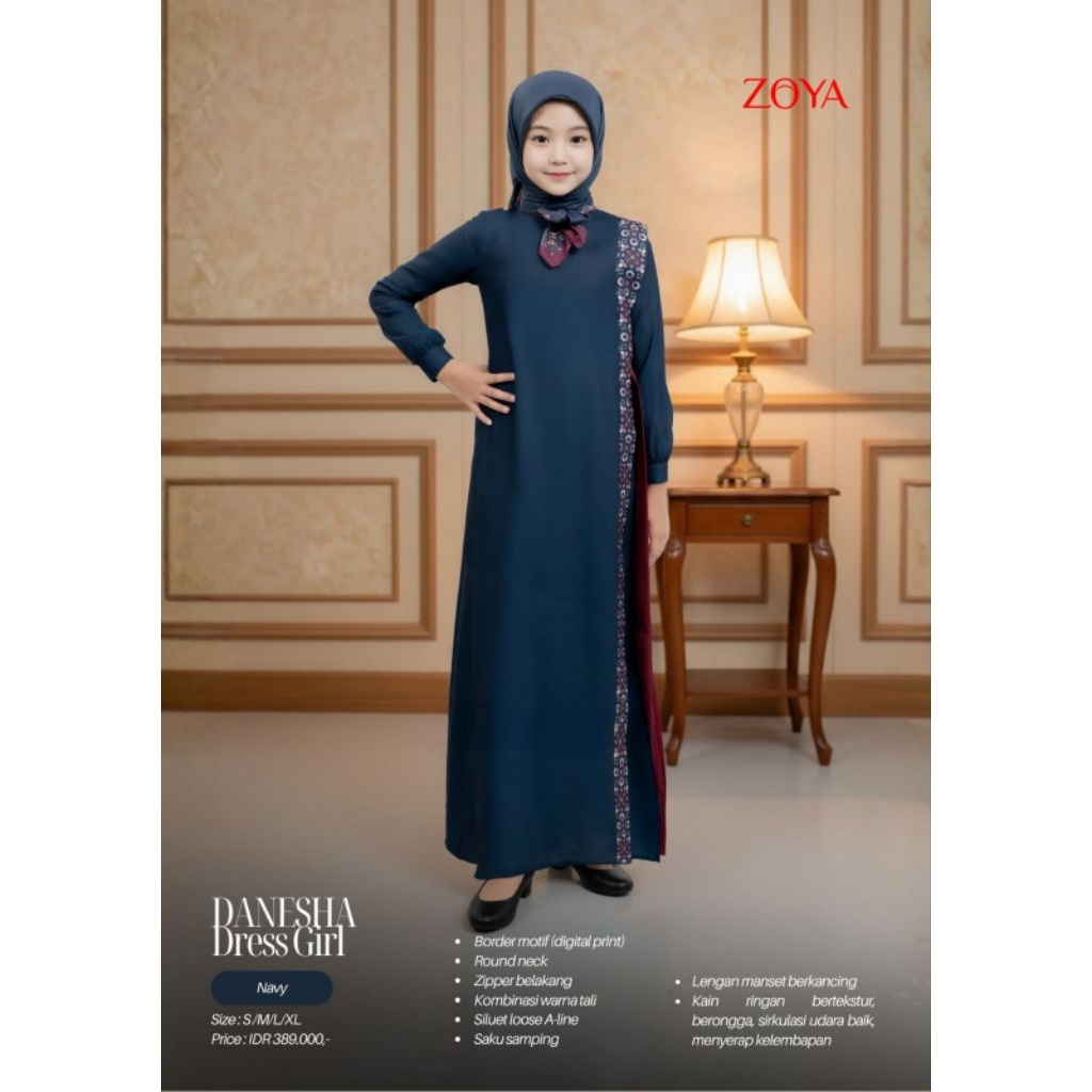 ZOYA - DANESHA GIRL DRESS MUSLIM CHILDRENS GAMIS ผลิตใน POLY MATERIAL