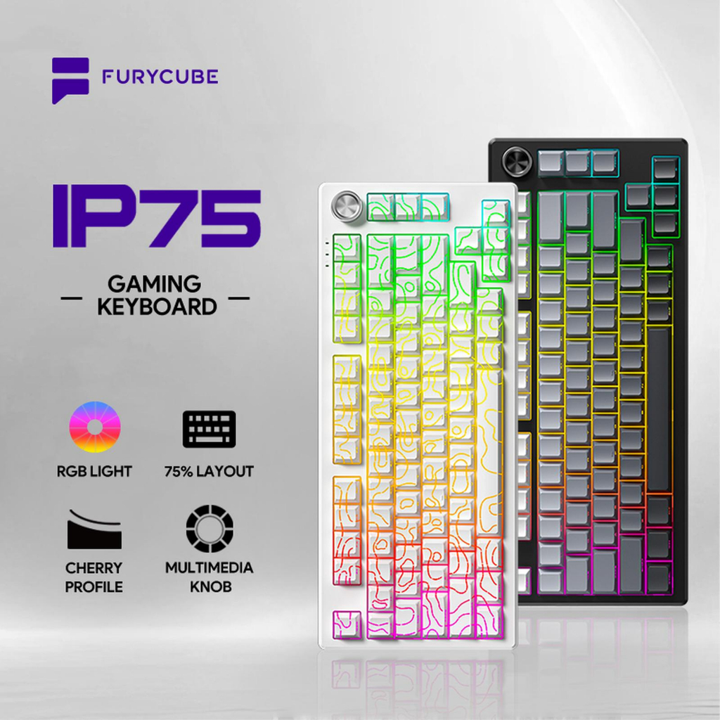 FURYCUBE IP75 ลูกบิดเมมเบรน 75% เค้าโครง RGB Mechanical Feel คีย์บอร์ดควบคุมคีย์บอร์ดเกม IP 75