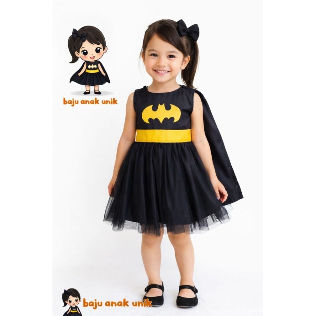 BAJUANAKUNIK / HALLOWEN DRESS / BATMAN DRESS / CHILDRENS DRESS / BATMAN COSTUME
