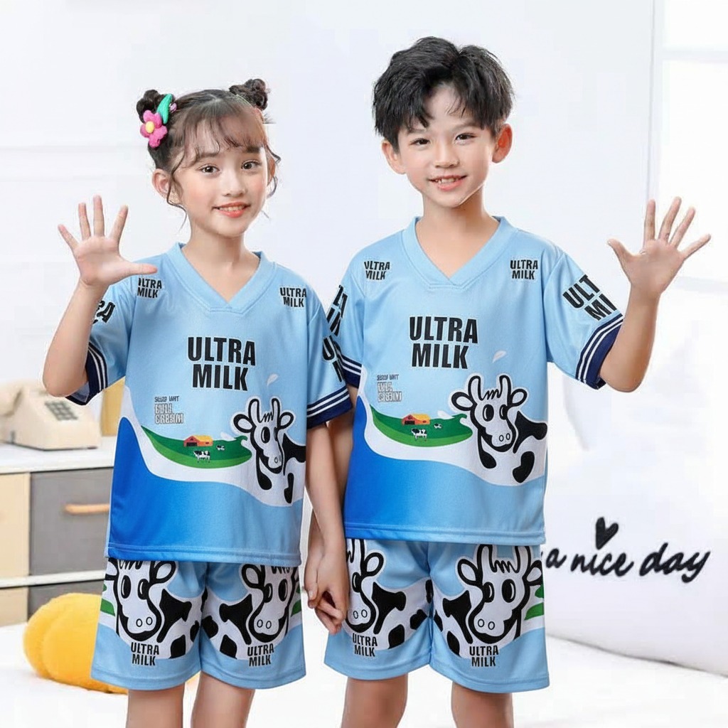VIPSHOP88 CHILDRENS JERSEY SET AGED 2-9 YEARS BOYS AND GIRLS CLOTHES ULTRA MILK SPORTS CLOTHES