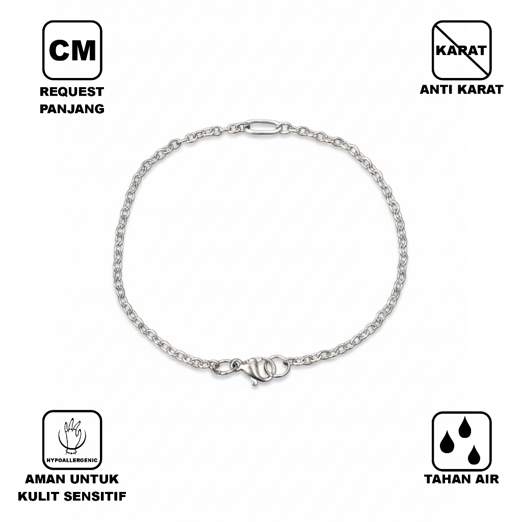 Nuri Timeless Bracelet – Gelang Rantai Nuri Stainless Steel Premium Wanita Pria | Simple Elegan Mini