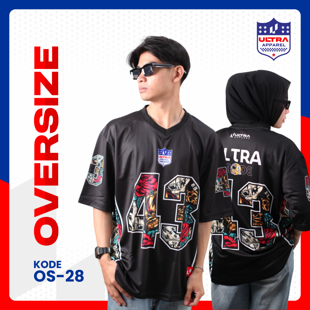เสื้อเจอร์ซีย์ผู้ใหญ่พิมพ์เต็มรูปแบบ Oversize / Regular CODE (OS-28, S-28) Dryfit Brazil Material Ul