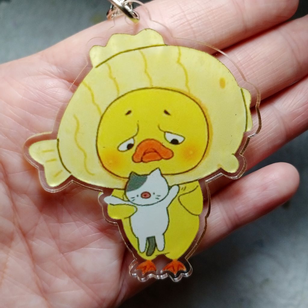 GANTUNGAN Upset Duck Petting Cat Duck พวงกุญแจ Upset พวงกุญแจเป็ด