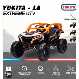 Mainan Anak Mobil Aki Anak Yukita 18 Extreme UTV Ban Karet - Merah