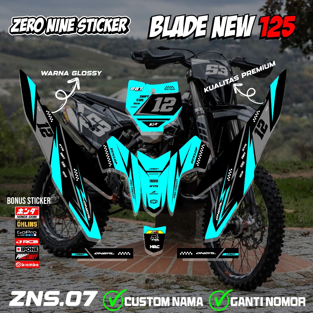 สติ๊กเกอร์ RBT BLADE ใหม่ 125 มอเตอร์ที่กําหนดเอง RBT BEBEK MODIF YZ CRF KLX KX KTM RBT DESIGN ZNS.0