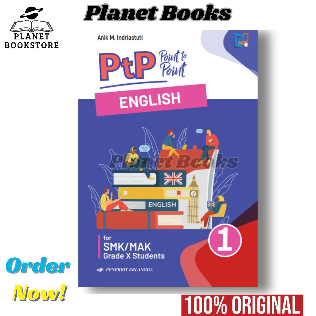 PTP (จุดถึงจุด) หนังสือ Erlangga ภาษาอังกฤษ Class 1 หรือ 10 SMK/MAK Kurmer Revision Erlangga สํานักพ