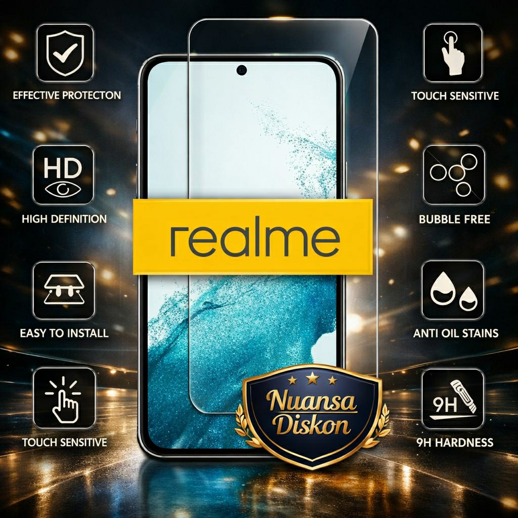 CLEAR TEMPERED GLASS REALME 2 2PRO 5 5i 5PRO 6 6 PRO 7 7I 7 PRO C1 C2 C3 C11 C12 C15 C17 XT NARZO 20