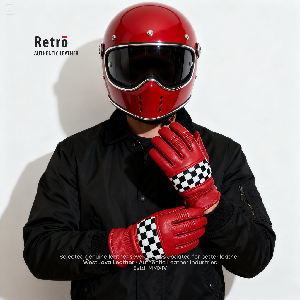 WJ Leather - ถุงมือมอเตอร์ไซค์หนังแท้ย้อนยุค ถุงมือหนัง Vinatge