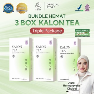 Triple Package 3 Box Kalon Teh Hijau Premium Saffron BPOM & Halal MUI Teh Pelangsing Herbal