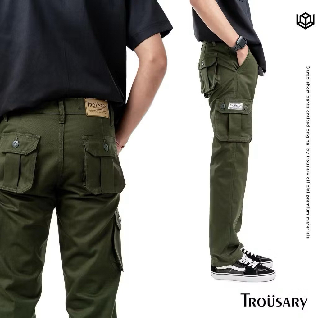 HIJAU Gasrock Mens Army Green Cargo Pants / Long Cargo Pants Sizes SML XL XXL 3XL 4XL 5XL