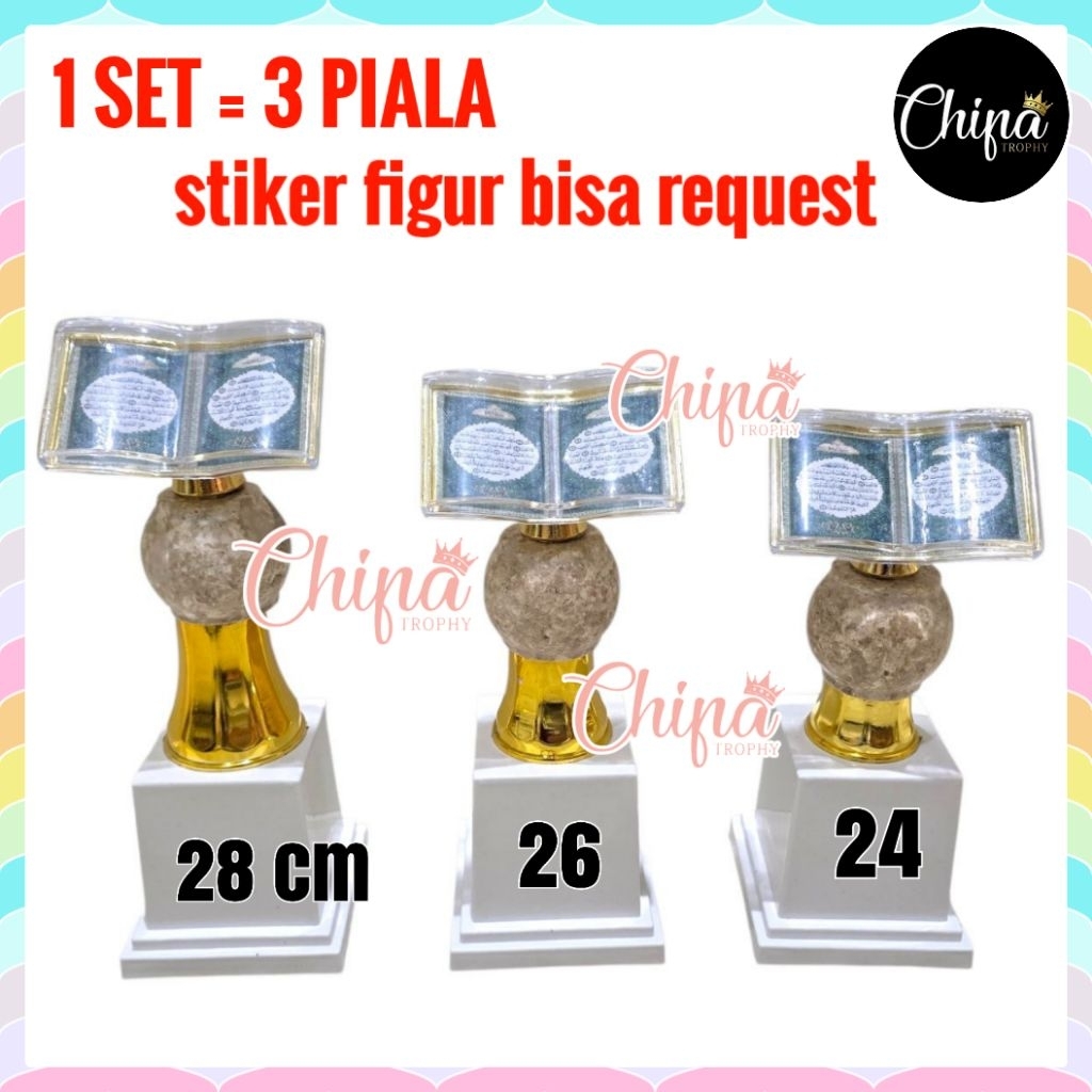 AL QURAN MARBLE TROPHY SET / QURAN FIGURE TROPHY / BOOK HEAD CAN REQUEST STICKER IMAGE / ELEGANT 123