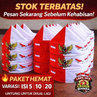 Grosir Bando/Ikat Kepala Merah Putih Logo Garuda – Paket 5 10 20 Pcs – Ukuran All Size