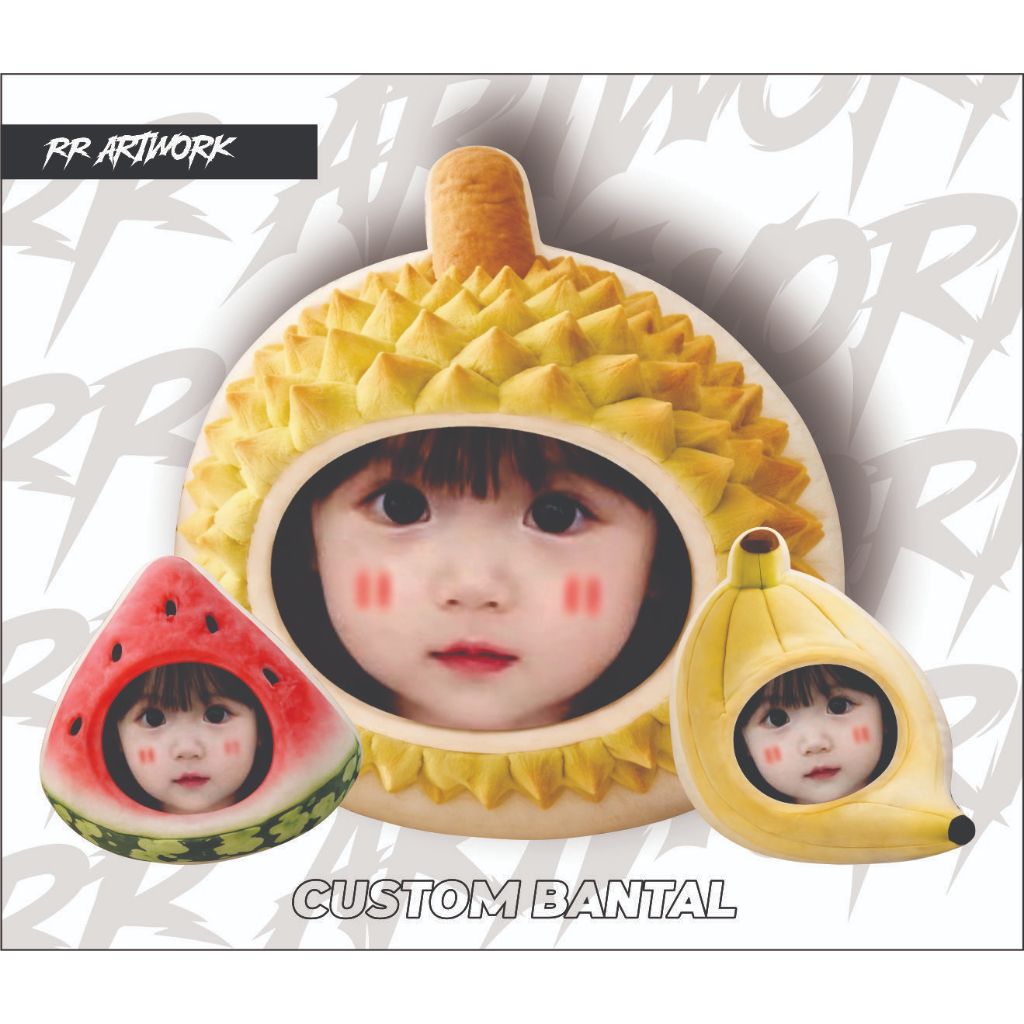 CUSTOM PILLOW 40 X 40 FRUIT CHARACTER ออกแบบฟรี, CUTE PHOTO PILLOW