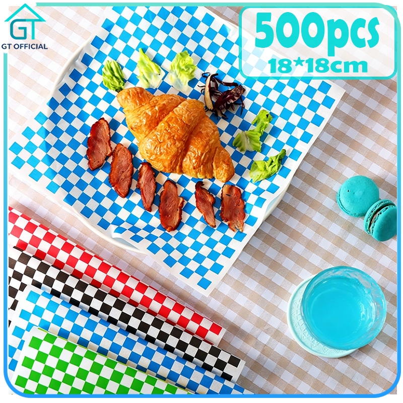 [500PCS]Wax Paper Food Sandwich Paper ขนมปังเค้ก Liner Burger Paper Motif Baking Paper Wax Paper 18*
