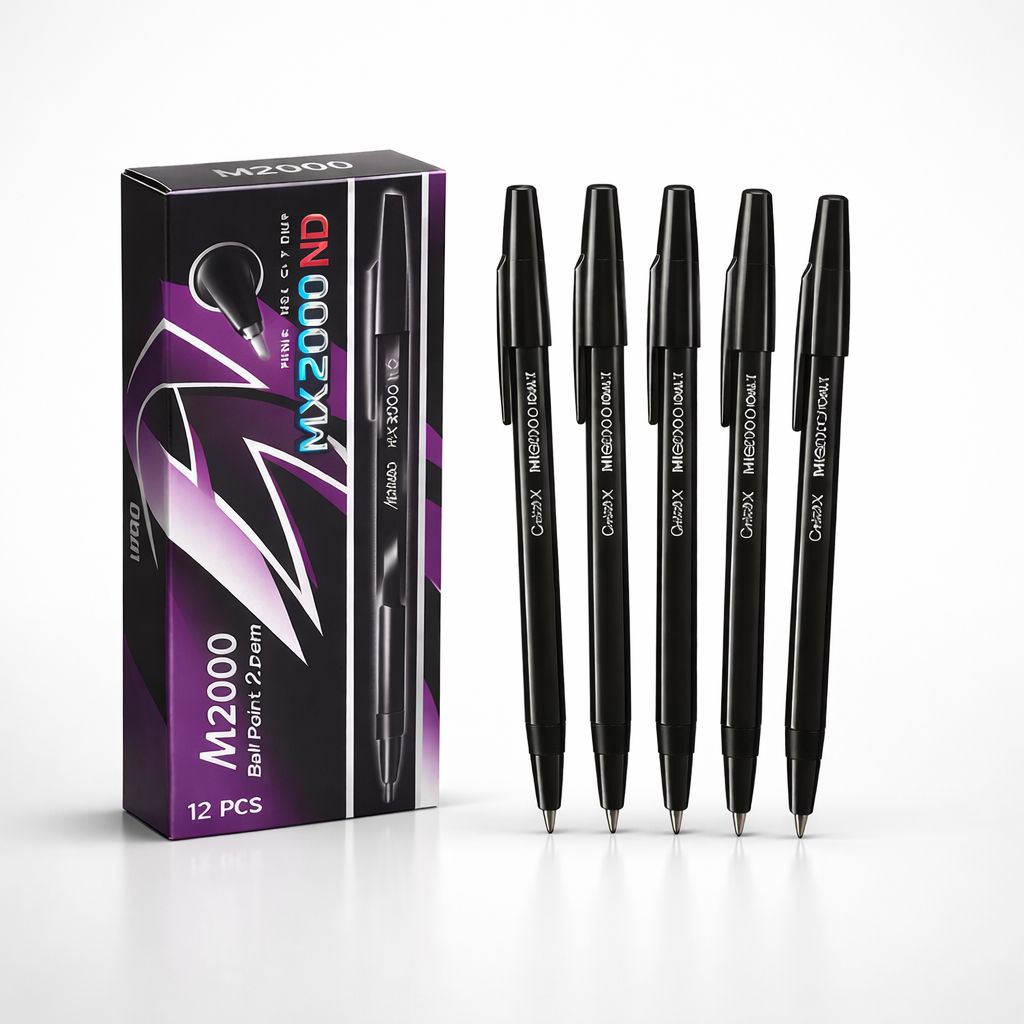M2000 ปากกาสีดํา 12 ชิ้น || ปากกาลูกลื่น Mx2000ND