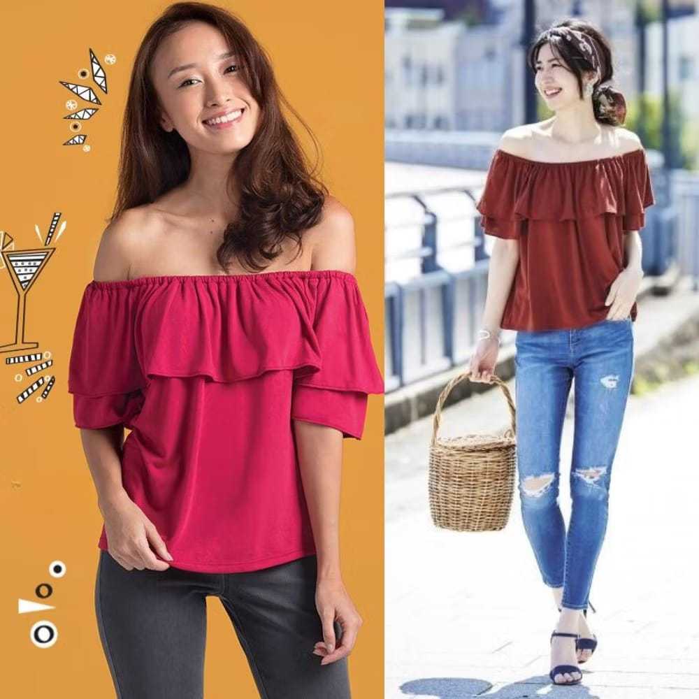 Ruffle Top Ferty Off Shouder - เสื้อผู้หญิงอินเทรนด์ วัสดุเรยอนสุดเท่ ไซส์ M-XXXXL