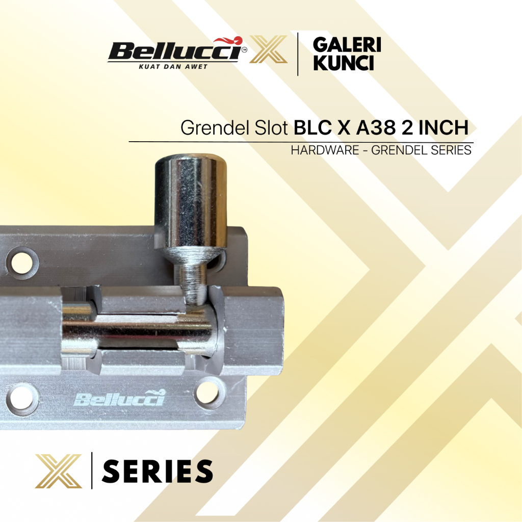 BELLUCCI X 2 นิ้ว SUS 304 ซาติน GRE/BLC Slot Door Window Latch - A38 - 2