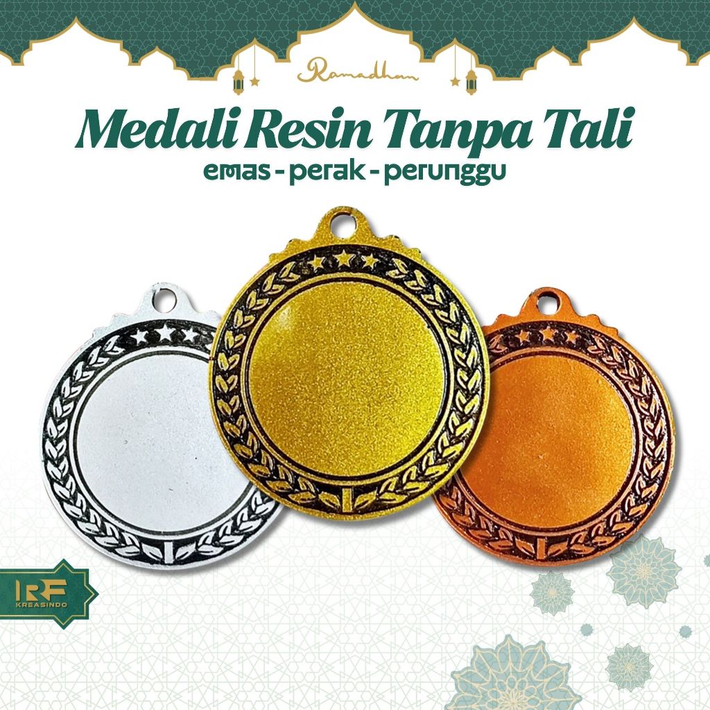 STRAPLESS RESIN MEDAL Gold Silver Bronze