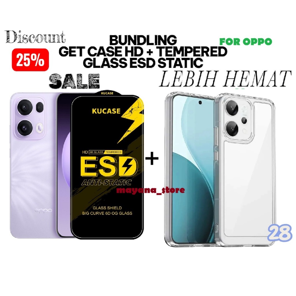 28 - [ECONOMIC PACKAGE] GET 1 CLEAR HD 2.0MM CASE + CLEAR STATIC ANTI-SCRATCH OPPO A96 A95 A92 A91 A