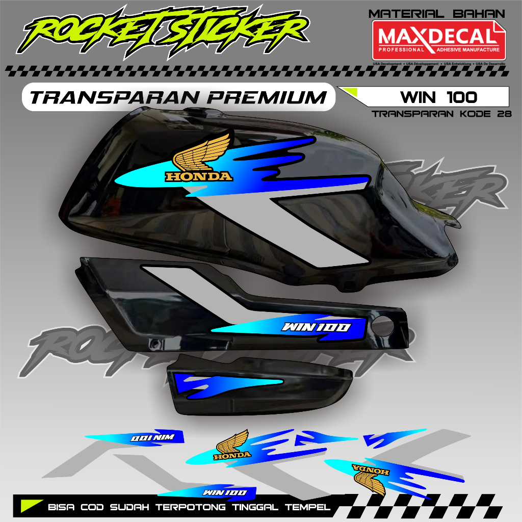 WIN Striping WIN สติกเกอร์ Variation WIN UV TRANSPARENT CODE 28 PREMIUM MAXDECAL MATERIAL