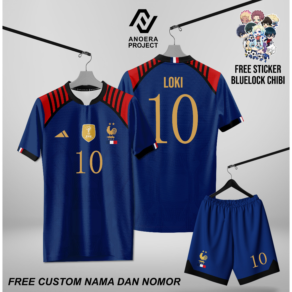 Blue Lock France Home World Cup Anime Jersey | ชื่อและตัวเลขที่ปรับแต่งได้ | พรีเมี่ยมการพิมพ์เต็มรูปแบบ