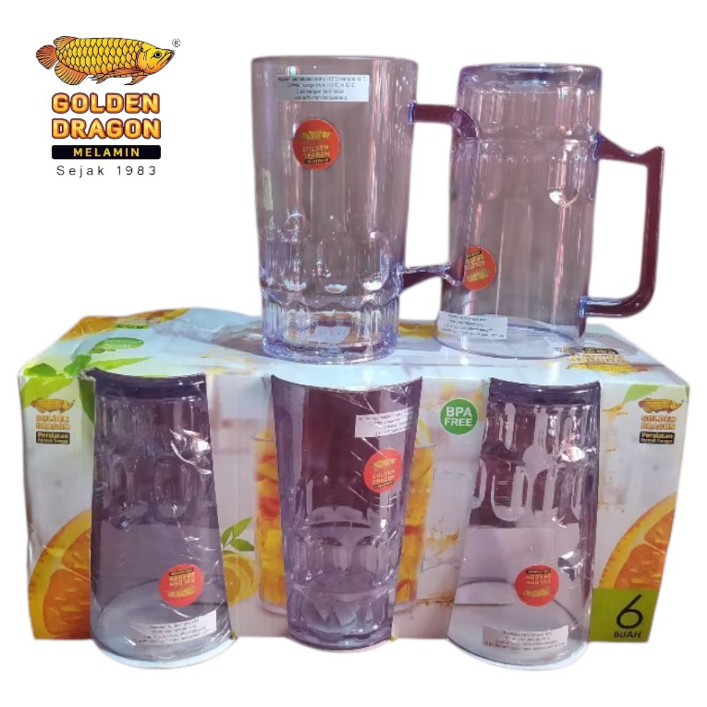 410 Ml Handled Glass - (6 แก้ว) - แก้วชา - แก้วคาเฟ่ - แก้วร้านอาหาร - มังกรทอง 853