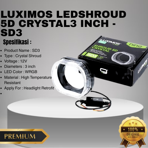 LUXIMOS Shroud BMW 3 นิ้วบิลคริสตัลแองเจิลตา 5D บัลลาสต์ Senja App RGB SD3