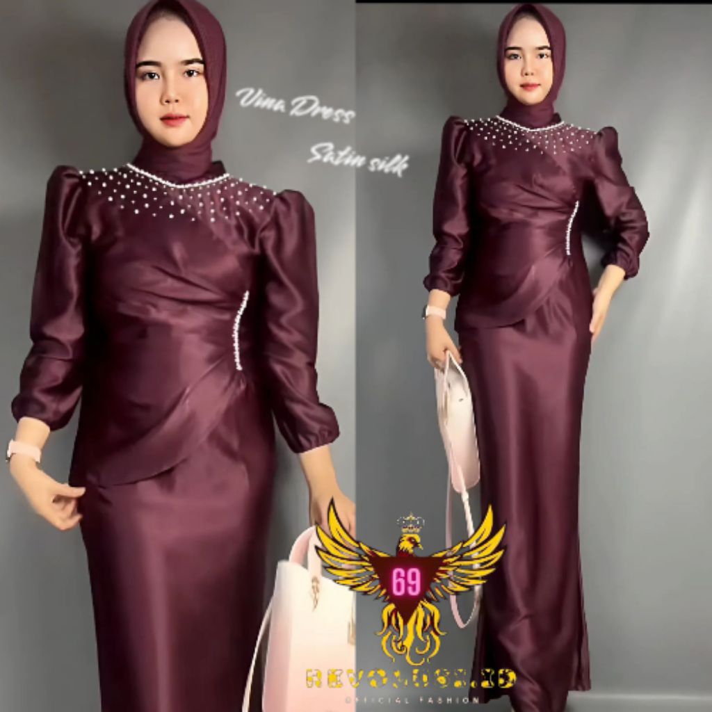 ! VINA DRESS SATIN SILK PREMIUM และ COUPLE BATIK, MUSLIM ชุดหย่านมของผู้หญิง, EID GAMIS 2026, กระแสเ