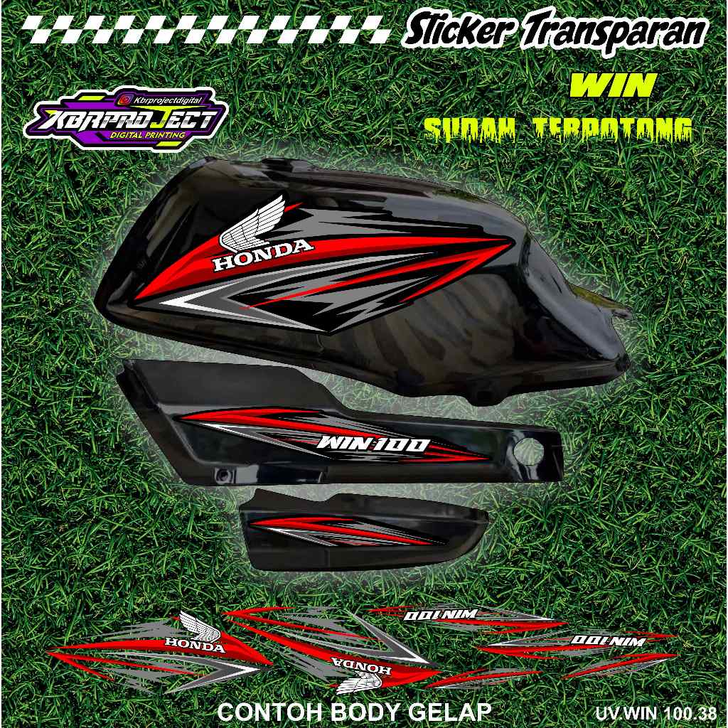 WIN 100 COOL PREMIUM TRANSPARENT สติ๊กเกอร์ HONDA RACING 38 สติ๊กเกอร์ LINES ALREADY CUT