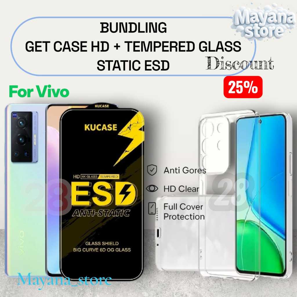 28 - [ECONOMIC PACKAGE] GET 1 CLEAR HD 2.0MM CASE + CLEAR STATIC ANTI-SCRATCH VIVO Z1 PRO Y95 Y93 Y9