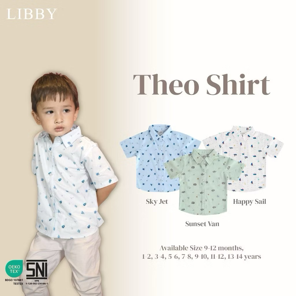 KEMEJA LIBBY BABY THEO SHIRT LIBBY BOYS SHIRT / LIBBY SHIRT 9 เดือนถึง 8 ปี