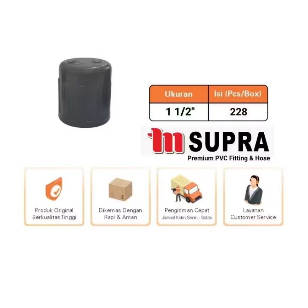 SUPRA Dop / Cap / End Cap PVC 1 1/2" TS