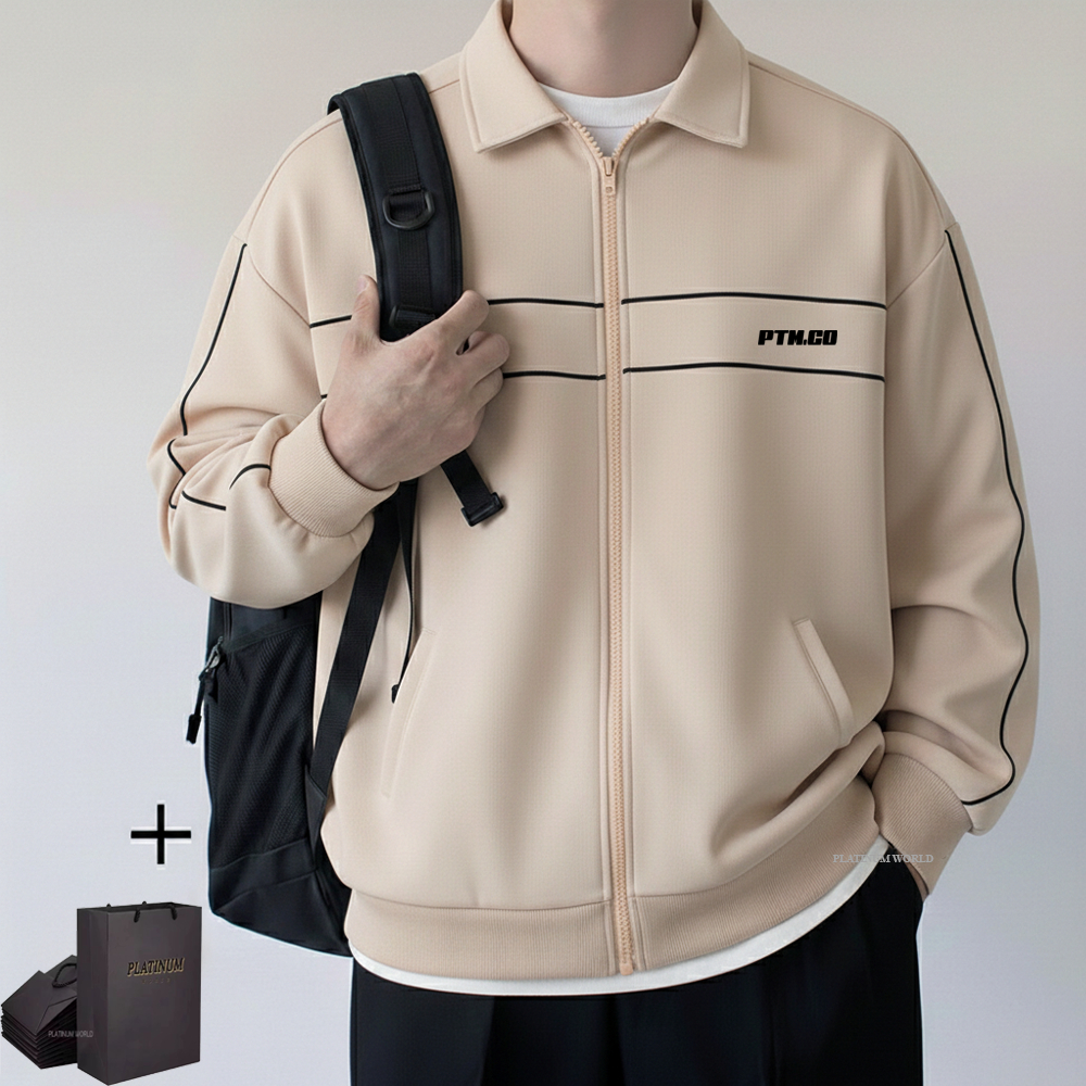 PLATINUM WORLD Tracktop Jacket Fleece Line Stripe Unisex Men - Women A2