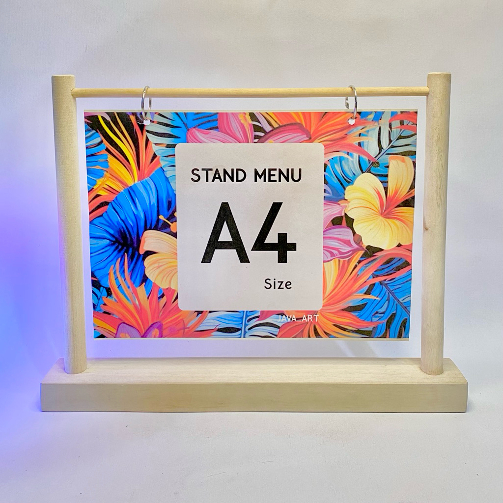 GANTUNGAN A4 LANDSCAPE WOODEN MENU STAND CLASSIC INDUSTRANG TABLE HANGER MENU หมายเลขจอแสดงผล MENU
