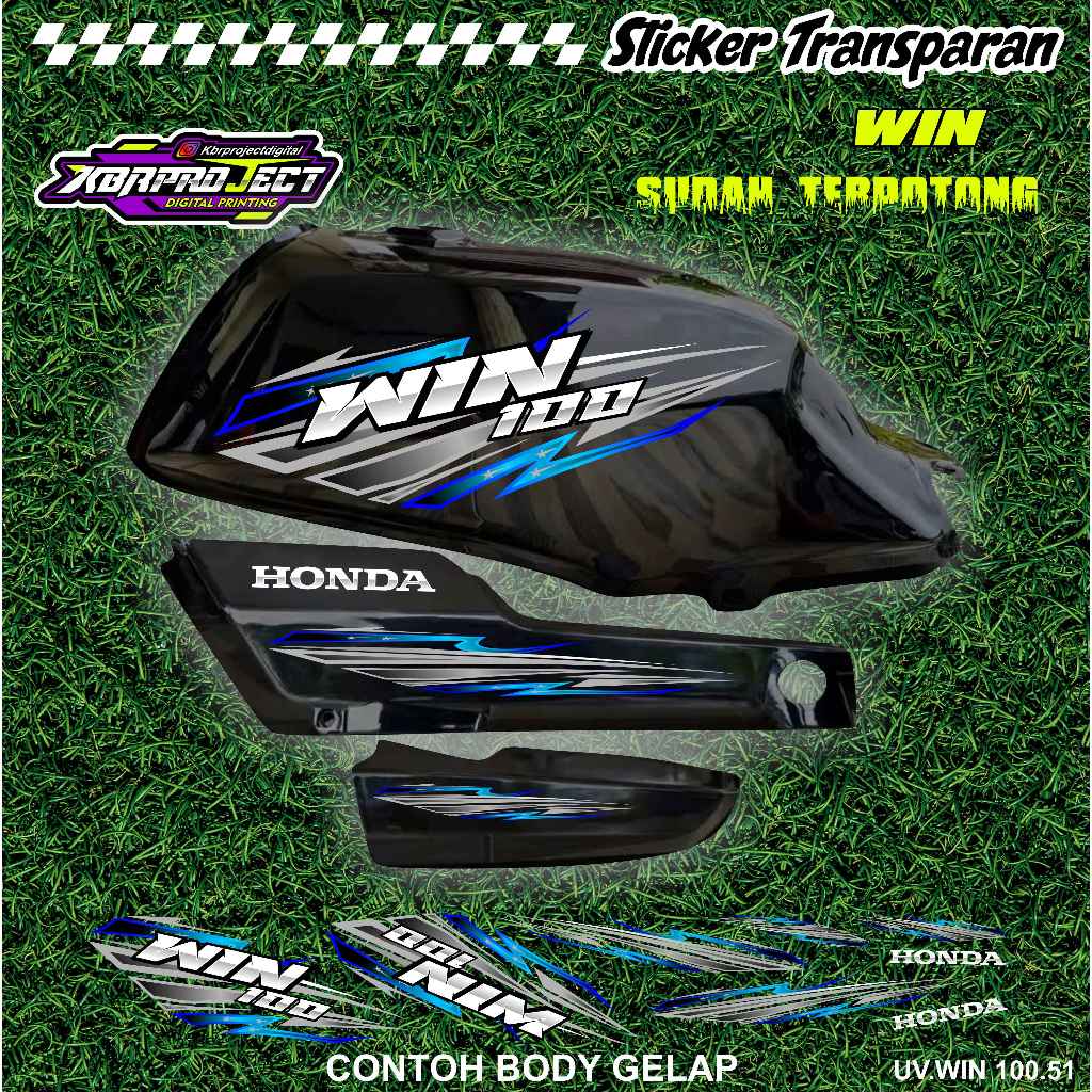 WIN 100 COOL PREMIUM TRANSPARENT สติ๊กเกอร์ HONDA RACING 51 สติ๊กเกอร์ LINES ALREADY CUT