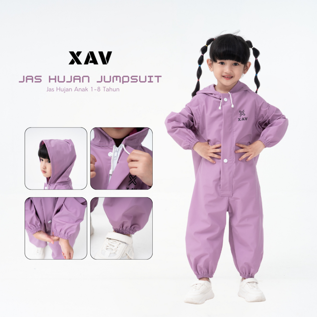 เสื้อกันฝนเด็ก Pastel Color Jumpsuit Anti-Leak Elastic By XAV