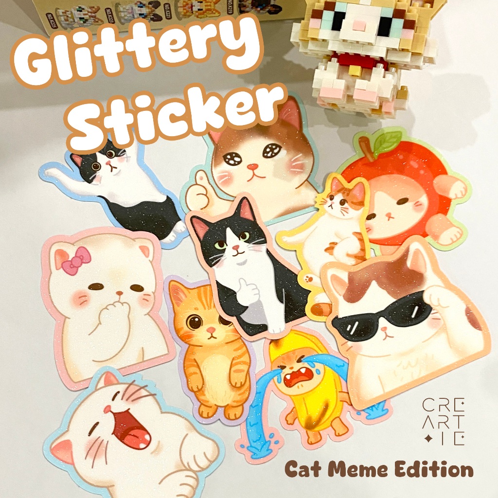 CREARTIE Cat Meme Series Die Cut Sticker / Cute Cat Illustration Single Sticker