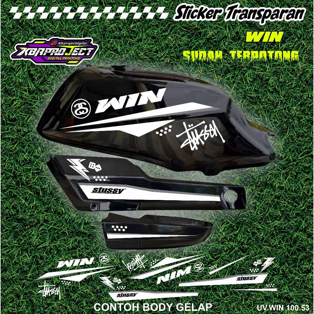 WIN 100 COOL PREMIUM TRANSPARENT สติ๊กเกอร์ HONDA RACING 53 สติ๊กเกอร์ LINES ALREADY CUT