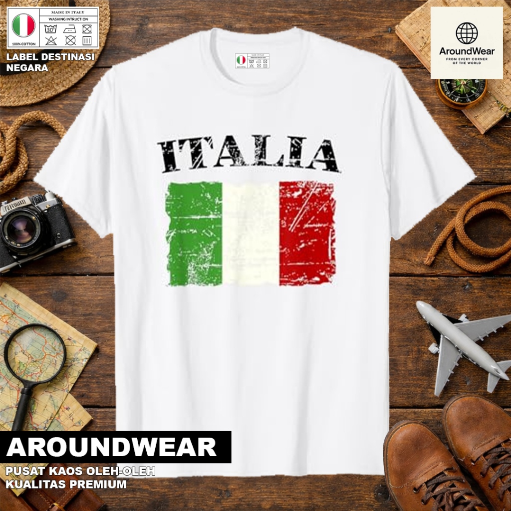 ITALY SOUVENIR T-SHIRT 26 WITH ITALY COUNTRY TAG PREMIUM SOUVENIR MATERIAL GIFT