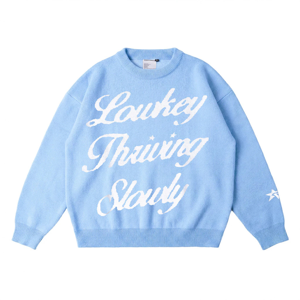 Moxie Store Lowkey Knit Sweater - Sky Blue