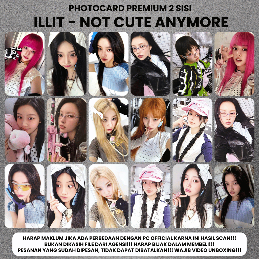 (5 ชิ้น) ILLIT ไม่น่ารัก ANYMORE Photocard - พรีเมี่ยมพีซี 2 ด้าน Unofficial Kpop Merch การ์ด