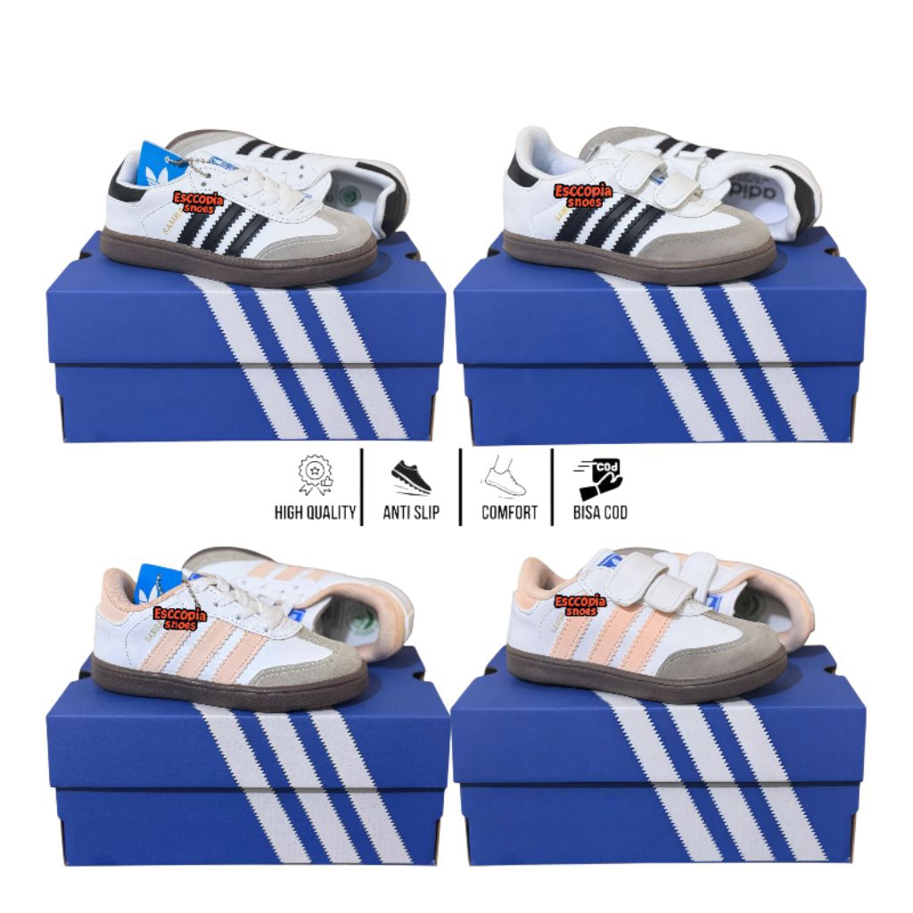 Smba Kids Og (21-35) รองเท้าเด็กชายและเด็กหญิงทําจากยางกันลื่น หนังกลับ และสังเคราะห์